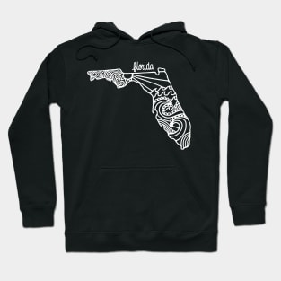 Florida Mandala Zentangle State Outline White Line Hoodie